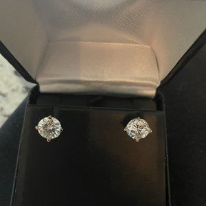 14KT. WHITE GOLD 4 CTW LAB DIAMOND STUD EARRINGS